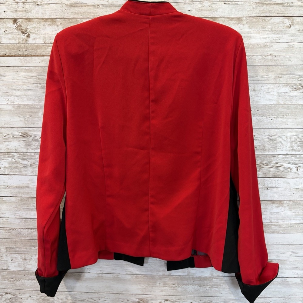 MHM Melissa Harper Womens 12 Jacket Red Black Colorblock Godet Y2K Blazer - Picture 6 of 10